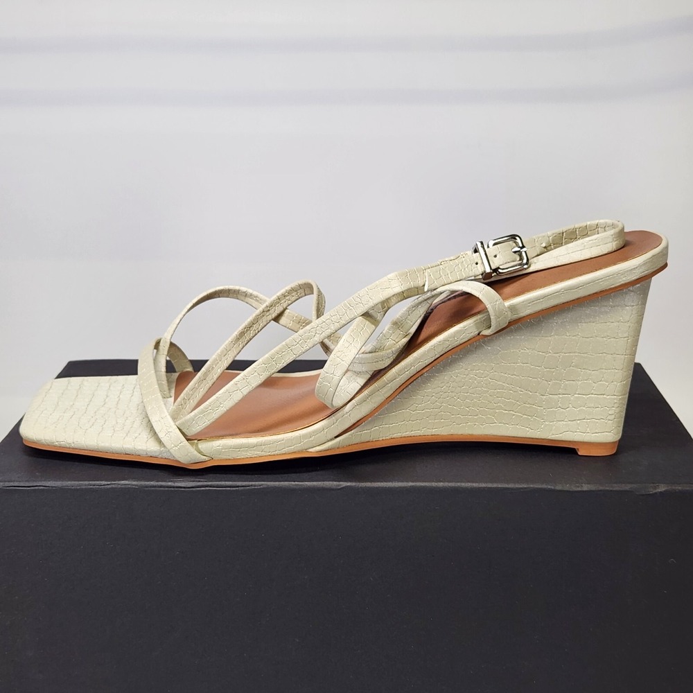 Gabrielle Union Hayleigh Wedge Sandals Women Size 10 Lime Strappy Croc Embossed